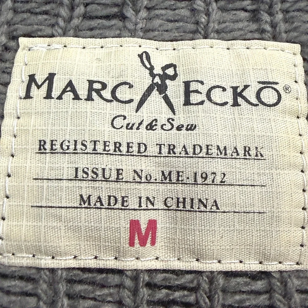 Marc Ecko Cut & Sew Mens Shawl Collar Cardigan Black Grey Fair Isle Sweater Med